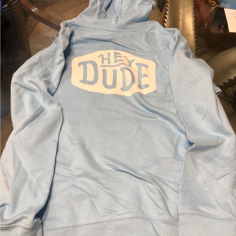 Hey Dude Blue Graphic Hoodie Sweater